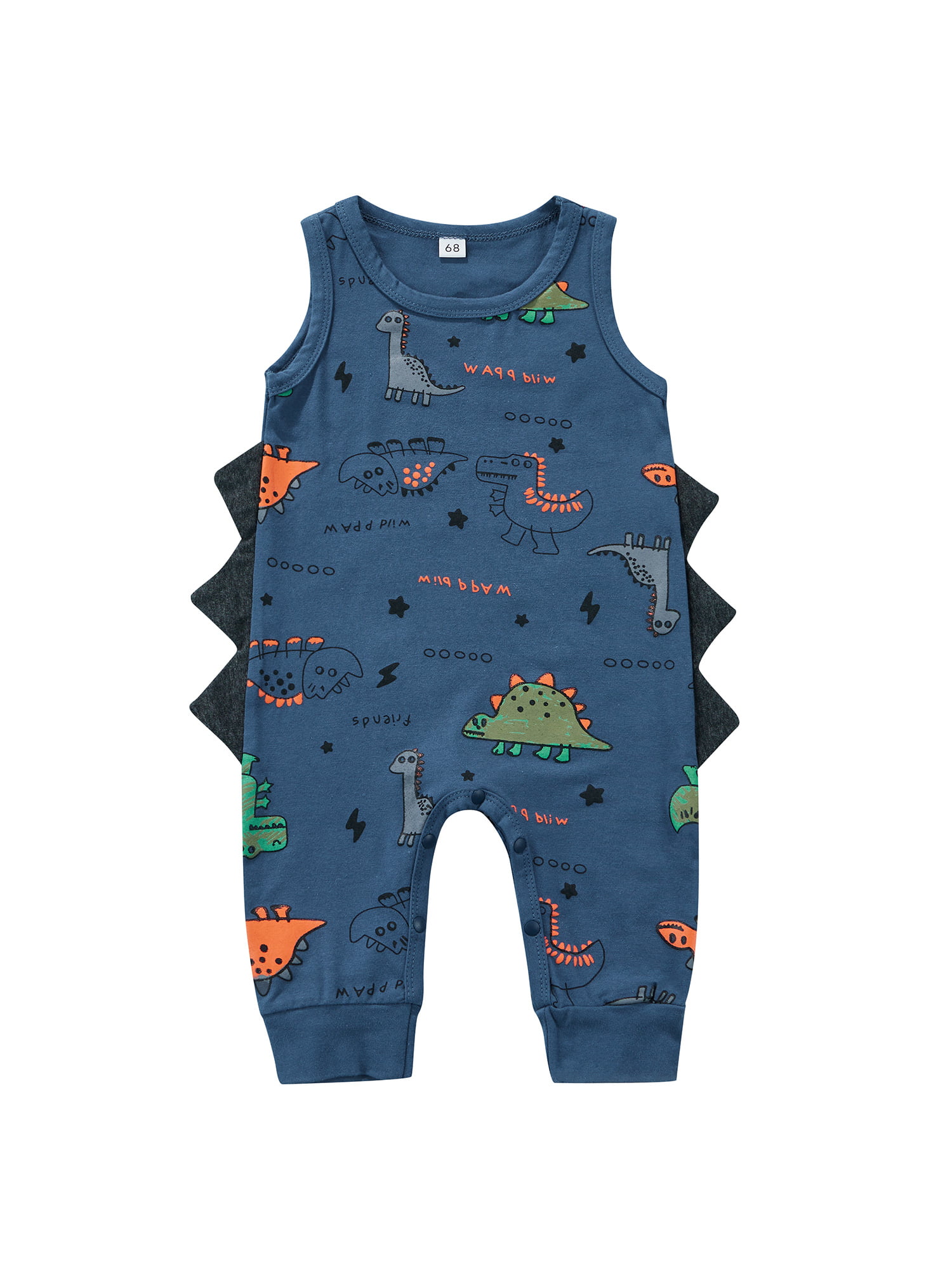 Felicy Newborn Infant Baby Boys Girls Cartoon Dinosaur Print/Blue Whales Print Romper Jumpsuit Outfits 