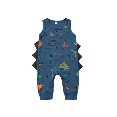 

Amuver Baby Boy Dinosaur Romper Sleeveless Cartoon Animals Print Romper Jumpsuit Summer Bodysuit