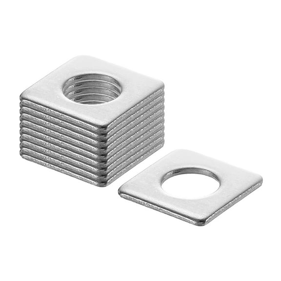 100Pcs 1/2" Square Plate Washer for 1/4" Bolt, 304 Stainless Steel Flat Bearing Plate (0.04" Thick)