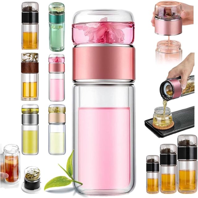 Infusifie Tea Infuser, Infusible Tea Maker, Tea Maker for Loose Leaf Tea, Light Portable Travel Tea Maker with Tea Filter, Portable Tea Water Separation Tea Cup (350ml,Pink)
