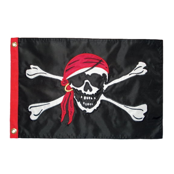 In the Breeze 4098 — I'm a Jolly Roger Applique Grommet Flag, 12 by 18"