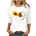 thumbnail image 3 of Jsaierl Women's 3/4 Sleeve Tops Plus Size Crew Neck Shirts Cute Print Ladies Blouses Going Out Holiday T-shirts Top S-2XL, 3 of 6