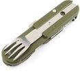 thumbnail image 1 of Verde militar plegable portátil de acero inoxidable para acampar, Picnic, cubiertos, cuchillo, tenedor, cuchara, abridor de botellas, cubiertos, Kit de viaje, 1 Uds., 1 of 5