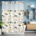 thumbnail image 6 of No Hook Shower Curtains with Snap-in Liner Set, Cartoon Farmhouse Waterproof Hotel Style Bathroom Shower Curtain, Cute Watercolor Cabin Animals Trees Breathable Mesh Top Bath Curtains 60''x72'', 6 of 9
