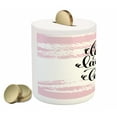 thumbnail image 2 of Live Laugh Love Piggy Bank, Abstract Pink Toned Brush Strokes Backdrop with Hand Lettering Words, Ceramic Coin Bank Money Box for Cash Saving, 3.6" X 3.2", Blush Black White, by Ambesonne, 2 of 4