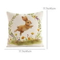 thumbnail image 3 of Easter Pillow Cushion Cover Easter Eggs Rabbits Printed Linen Peach Fleece Pillow Cover, 3 of 7