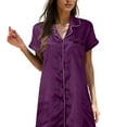 thumbnail image 3 of Women's Satin Nightshirt Short/Long Sleeve Button Down Sleepshirt Silk Pajamas Sleep Shirt Nightgown for Women, 3 of 5