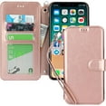 thumbnail image 3 of for iPhone Xs Wallet Case,Premium PU Leather Flip Folio Case with Card Slot, Stand Holder and Magnetic Closure [TPU Shockproof Interior Protective Case] for iPhone Xs, Khaki, 3 of 8