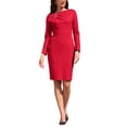 thumbnail image 2 of INSPIRE CHIC Women's Work Pencil Dress Long Sleeve Asymmetrical Neck Bodycon Business Cocktail Dresses L Red, 2 of 5