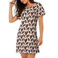 thumbnail image 2 of Sikiie A Rooster With Chickens Print Women's Short-sleeved Nightdress, Round Neck Pullover Nightdress Pajamas Summer Home Wear, 2 of 6