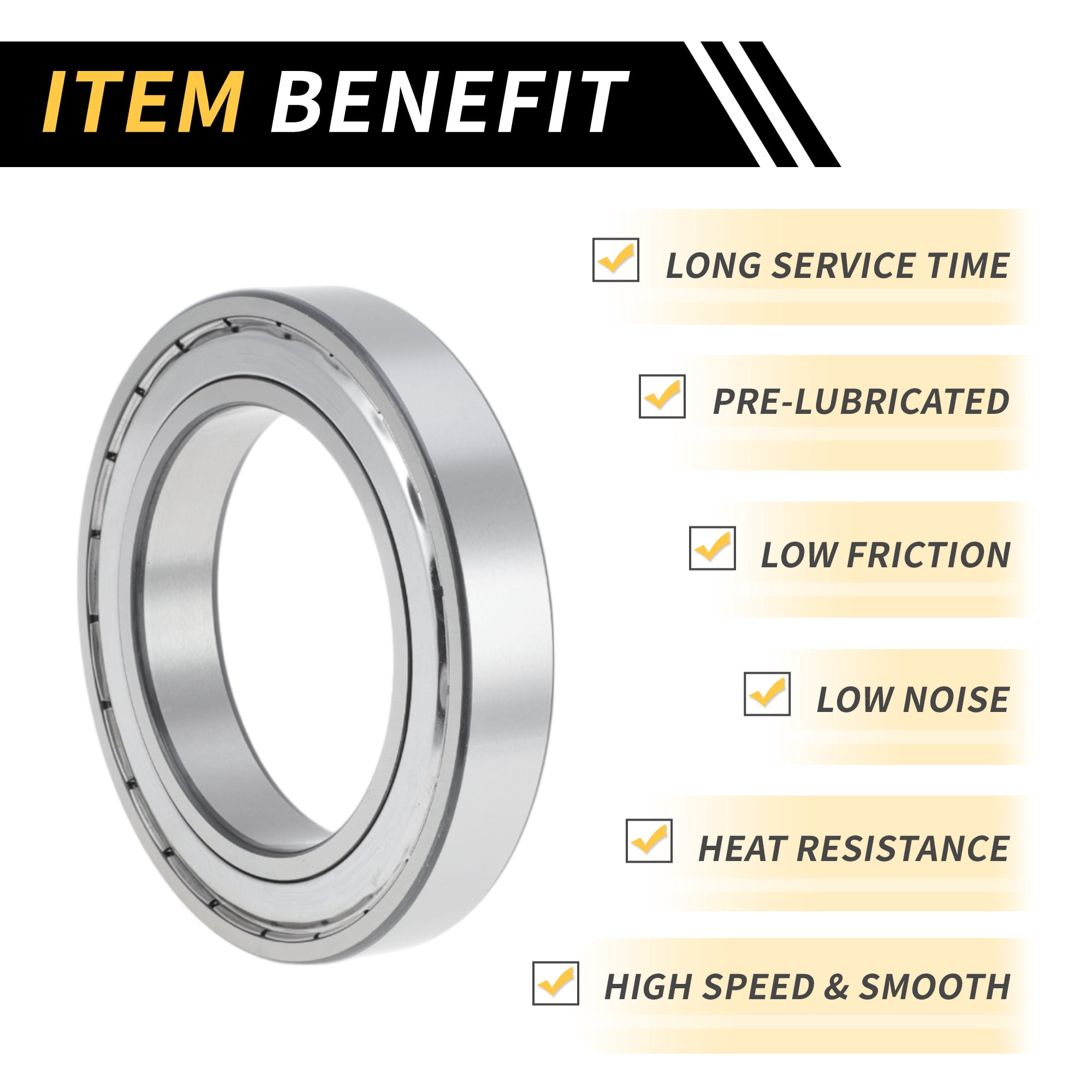 Unique Bargains 6019ZZ Deep Groove Ball Bearings 95x145x24mm P4 Double Metal Seal Lubricated Bearings 1 Pcs