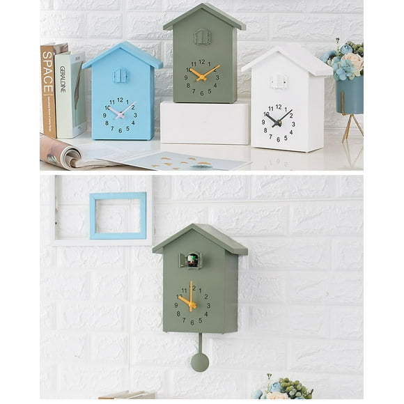 EGNMCR Large Clock Clock - White Birdhouse Modern Desig Decorative wall clock