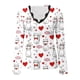 thumbnail image 5 of Honeeladyy Descuento Mujeres Heartbrat Estampado Tops Cuello en V Hombros Descubiertos Manga Larga Camisetas Casual Cool Girl Blusas Slim Tops Sin Tirantes, 5 of 5
