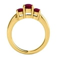 thumbnail image 3 of Mauli Jewels Rings for Women 1.80 Carat Three Stone Round Shaped Created Ruby Ring 4-prong 10K Yellow Gold, 3 of 7