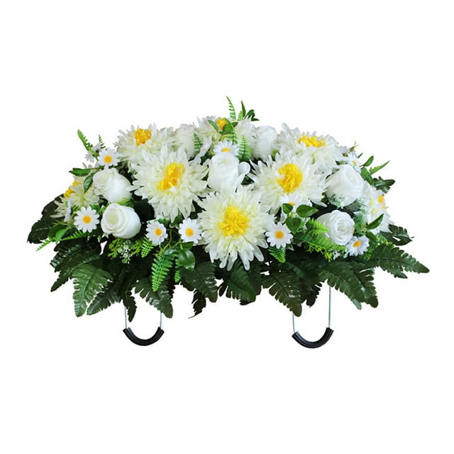 Bewildely Flores para cementerio, flores para tumbas de larga duración para todas las estaciones, flores para poda de cementerios Jardín y Patio tipo+1