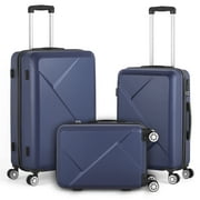 Hikolayae Slab Collection Hardside Spinner Luggage Sets in Azure Blue, 3 Piece - TSA Lock
