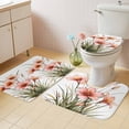 thumbnail image 4 of Fall Floral Bathroom Rugs Set Watercolor Vintage Orange Pink Gradient Flower Green Plant Leaf Non Slip Absorbent Bath Mats 3 Piece Set, U-Shaped Floor Mat, Toilet Seat Cover Large Size, 4 of 9
