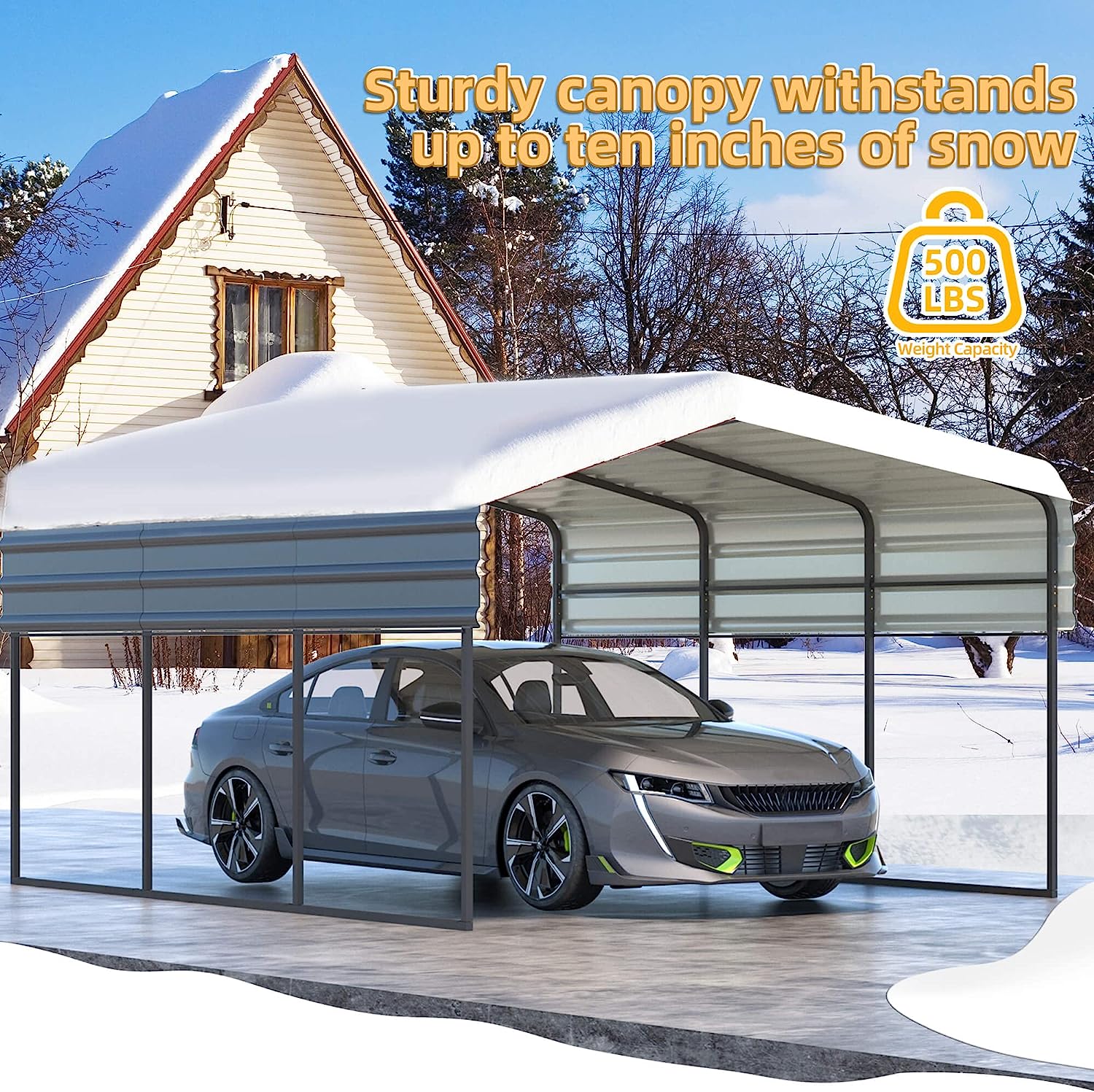 Hommow 12 x 20 ft Carport with Galvanized Steel Roof, Multi-Use Shelter, Sturdy Metal Carport for Cars, Boats, and Tractors - image 2 of 8