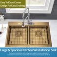 thumbnail image 4 of Strictly Sinks 33" Topmount Kitchen Workstation Sink Gold Double Bowl 16ga Stainless Steel Drop In, 4 of 7