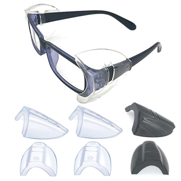 3 pares de protectores laterales transparentes/negros de TPU para lentes