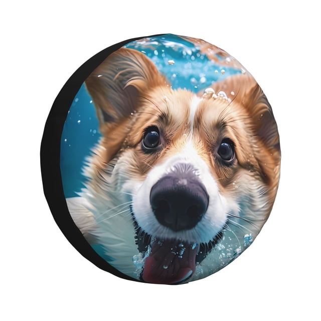 Balery Sea Swimming Corgi Cubiertas para Neumáticos - Protector Resistente para Neumáticos de Camioneta, SUV, Remolque, Camper y RV-14 inch