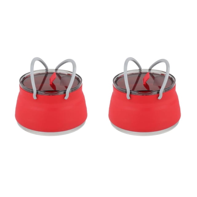 Yuarrent 1L Collapsible Camping Silicone Cooking Pot Hiking Kettle Tea Pot Rojo 2piezas
