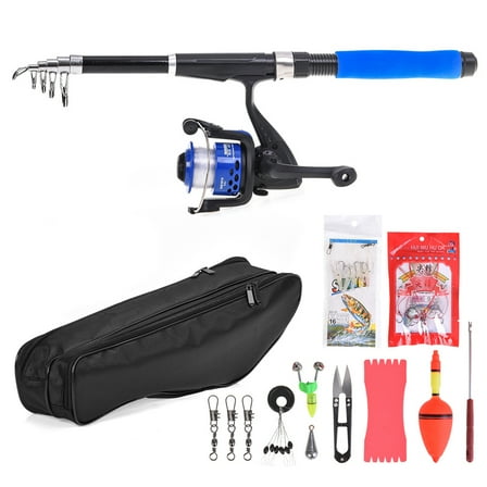 Rod Fishing Kit Telescopic Fishing Rod Left And Right Hand Interchangeable Fishing Reel With Fishing Bag Lures Hooks