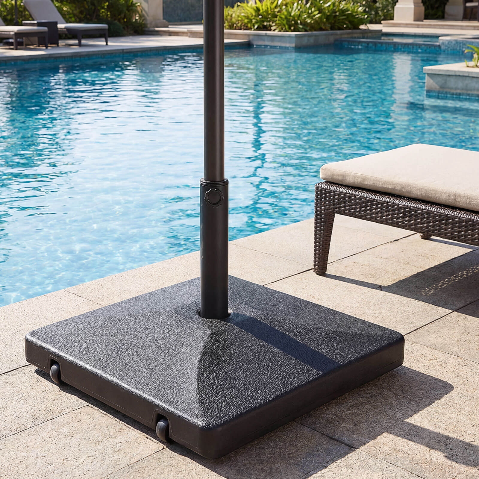 Costway Fillable Umbrella Base 90 LBS Heavy Duty with 2 Wheels, Water/Sand Filled
