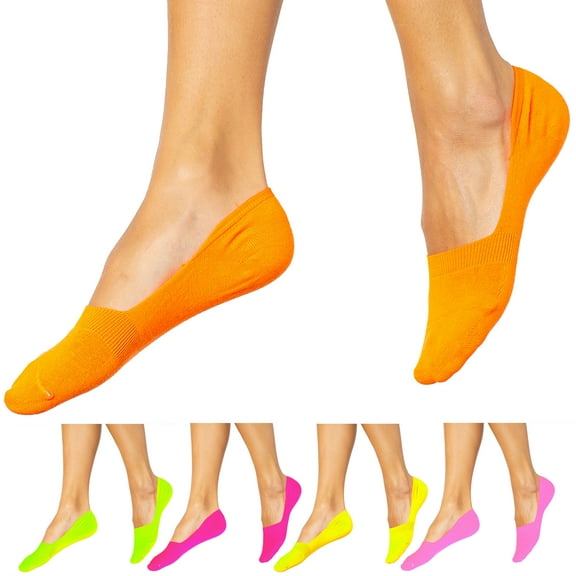 9 Pairs Neon Womens Low Cut No Show Socks Liner Boat Cover Footies Colors 9-11