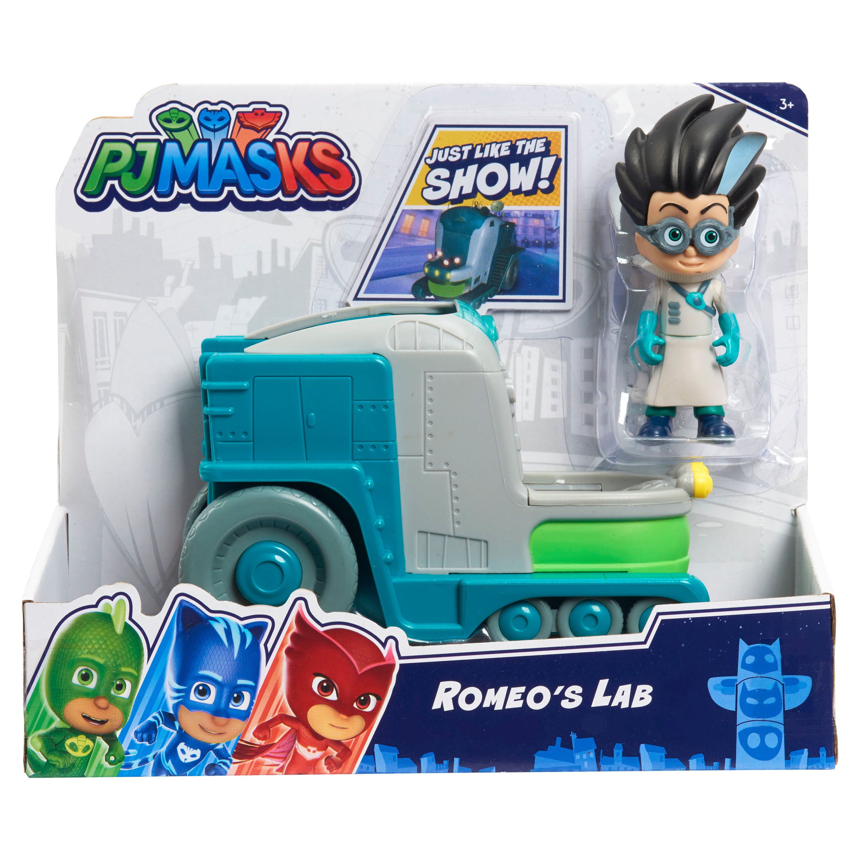 PJ Masks Vehicle Romeo & Romeo's Lab, 2-Piece Figure and Vehicle Set,  Kids Toys for Ages 3 Up, Gifts and Presents