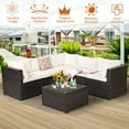 thumbnail image 5 of Costway  6PCS Patio Rattan Furniture Set Sectional Cushioned Sofa Deck Beige, 5 of 10