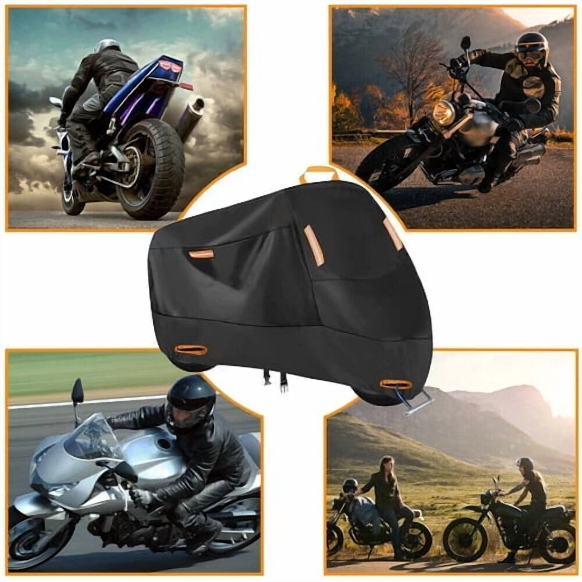 CAMOTUSE Heavy Duty Waterproof L Motorcycle Cover for Winter Outdoor Storage All Weather Protection for Large Bikes