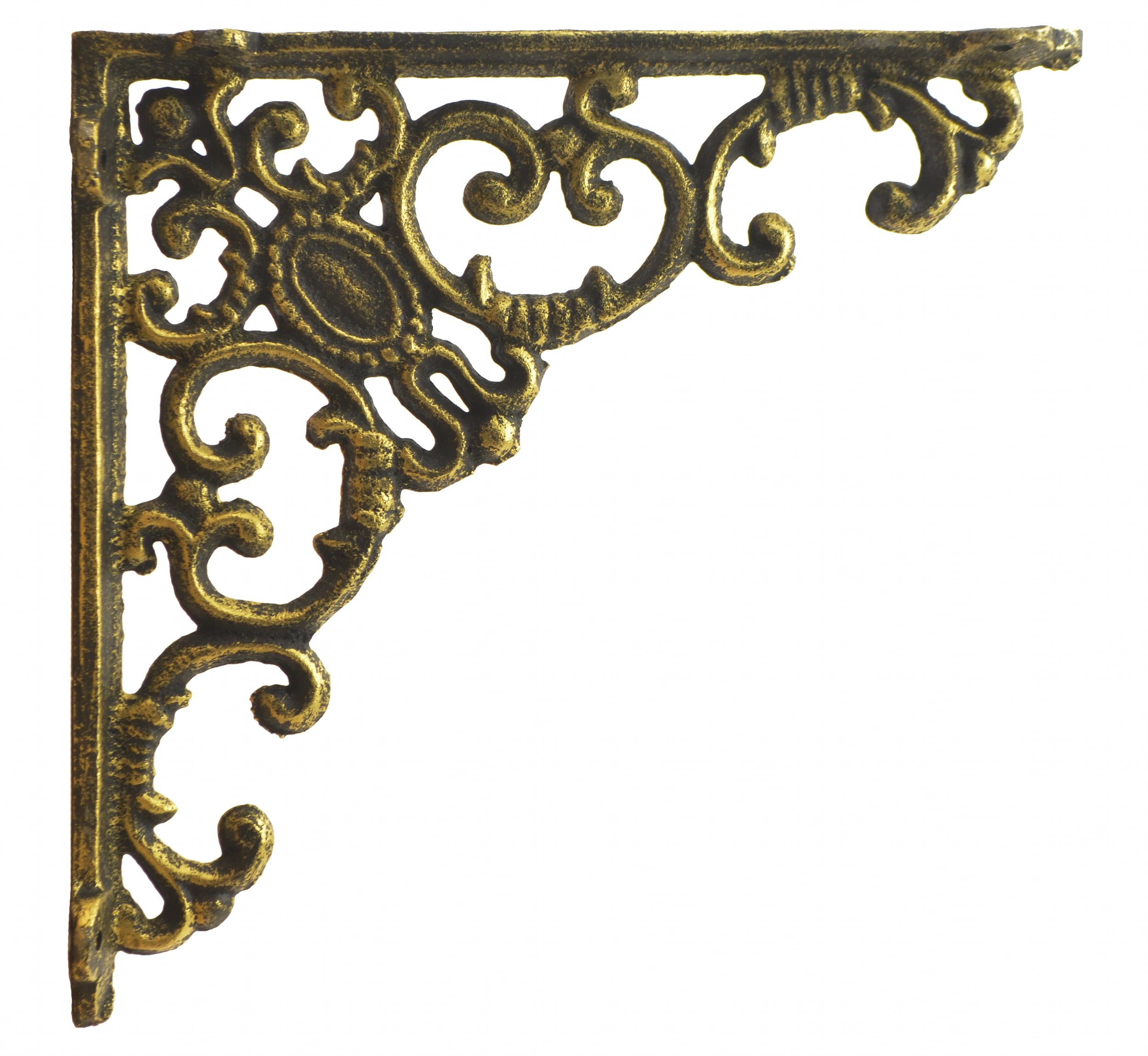 Wall Shelf Bracket Decorative Cast Iron Brace Ornate Vine Verdigris 12.375" Deep 