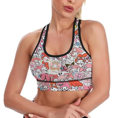 Rabbit My Melody Women s Sports Bras Padded Crop Top Workout Slimming Yoga Tank Tops Camisole Vest Activewear Fitness Running Racerback With Built In Bra