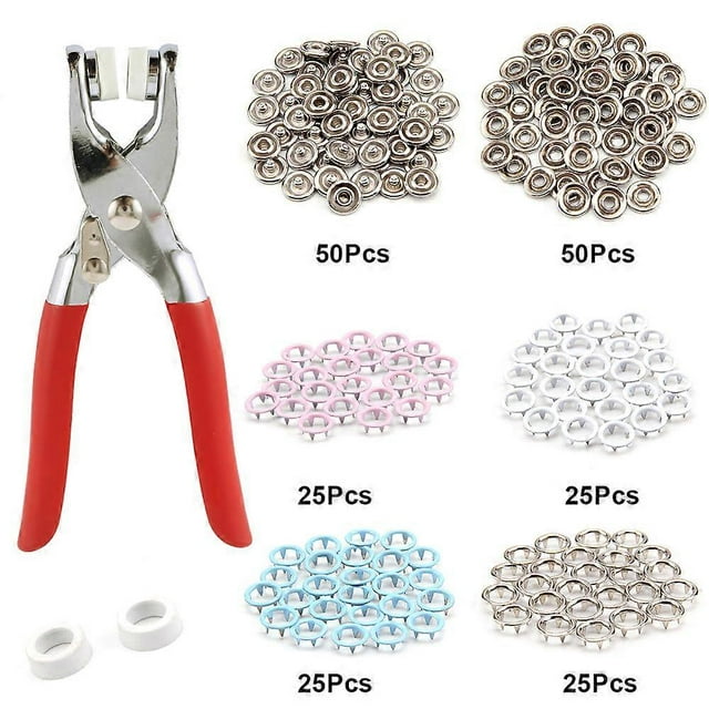 200pcs Metal Snaps Buttons Pliers Set Snap Fasteners Kit Tool Metal Sewing Buttons Press Studs Snap for Sewing Clothing Crafting