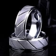 thumbnail image 1 of Men Fashion Matte Geometric Band Finger Ring Wedding Engagement Jewelry Gift, 1 of 8