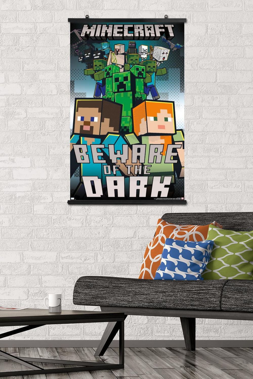 Minecraft - Beware Of The Dark Wall Poster with Magnetic Frame, 22.375" x 34"