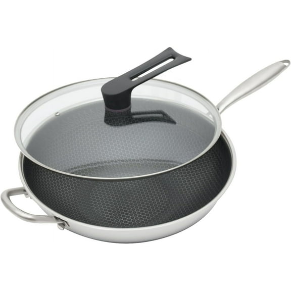 Stainless Steel Frying Pan with Lid, 13.4 Inch Frying Pan with Nonstick  Coating, Large Non Stick Skillet for Cooking for Gas Stove, Induction Cooker, Ceramic Stove