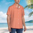 thumbnail image 2 of Lsque Orange Gingham pattern Hawaiian Shirt for Men, Unisex Summer Beach Casual Short Sleeve Button Down Shirts-XX-Large, 2 of 9