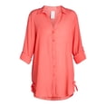 thumbnail image 5 of Time and Tru Women's and Women's Plus Shirt Coverup with Long Sleeves, Sizes XS-3X, 5 of 7