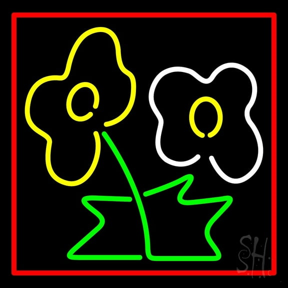 Flower Logo LED Neon Sign 16 x 16 - inches, Black Square Cut Acrylic Backing, with Dimmer - Bright and Premium built indoor LED Neon Sign for Defence Force.