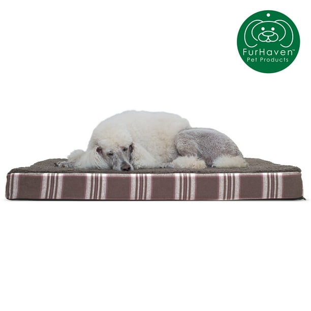 FurHaven Pet Dog Bed Deluxe Orthopedic Plaid Mattress Pet Bed for