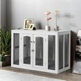 thumbnail image 1 of Eclife 35.4" Dog Crate Furniture Double Metal Mesh Doors Wooden Dog Cage Medium Dog House with Cushion for Indoor Use,White, 1 of 10
