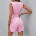 thumbnail image 6 of Weiqiqre Gym Shorts Women Striped Wrap V Neck Tie Waist Sleeveless Spaghetti Straps Romper Short Jumpsuit, 6 of 6