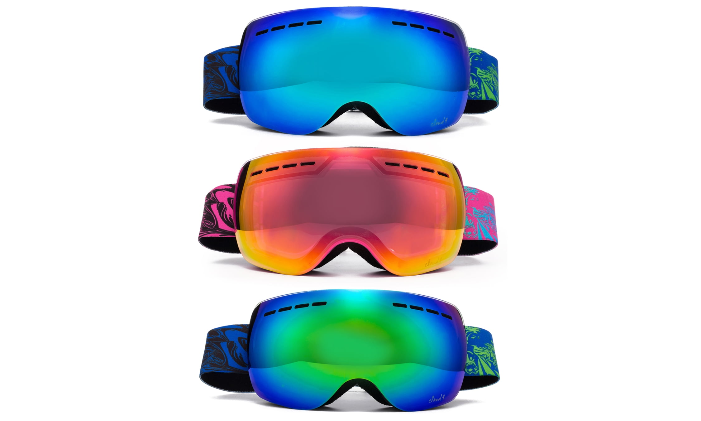 Cloud 9 Snow Goggles "Nuclear" Adult Anti-Fog Wide Angle Frameless UV400 Snowboarding Ski (2017 Model)(1 Pair... by