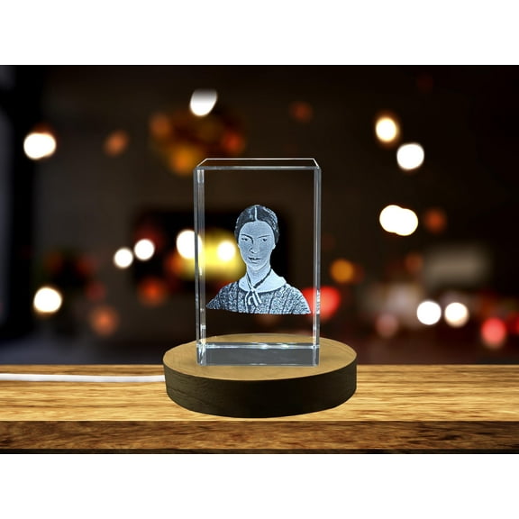 Exquisite Emily Dickinson 3D Laser Engraved Crystal Sculpture