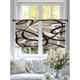thumbnail image 5 of Brown Geometric Semi Sheer Curtains 45 Inch Length 2 Panels Set, Vintage Black White Striped Abstract Art Sheer Kitchen Curtain Privacy Voile Window Curtain for Living Room Bedroom Rod Pocket Drapes, 5 of 7