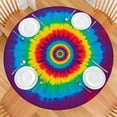 thumbnail image 2 of Colorful Rainbow Tie Dye Spiral Pattern Round Fitted Tablecloth with Elastic Edge,Dining Table Cover Waterproof,Outdoor Round Tablecloth for Camping,Dining,Indoor and Outdoor, 2 of 7