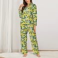 thumbnail image 2 of KLL Lemon1 Print Women's Long Sleeve Pajamas with Pants Sleepwear Loungewear 2 Set-X-Large, 2 of 7
