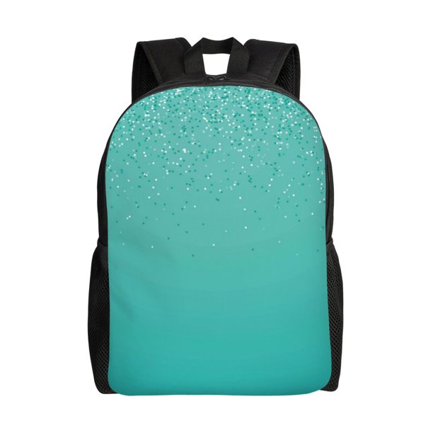 Disketp Turquoise Glitter Mochila Unisex de Apertura Lateral Completa, Mochila para Laptop para Escuela, Trabajo y Viajes